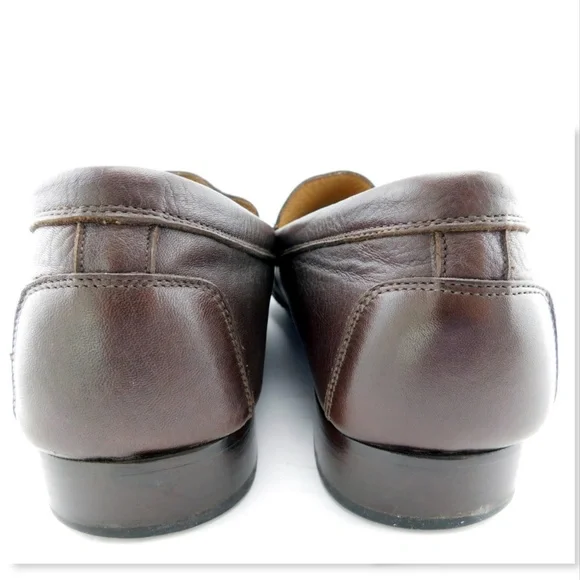 TARYN ROSE Brown Leather Slip On Penny Loafer Flats 42.5